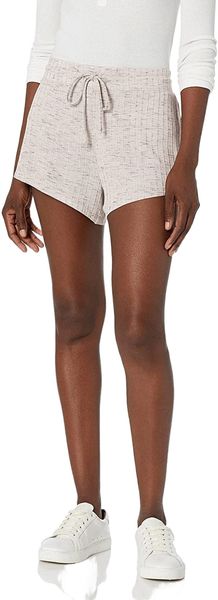 

brand women's hacci drawstring waist rib short h6cz#, White;black