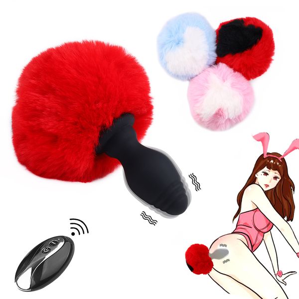 Sexy Rabbit Tail Anal Plug Plug Vibrator Toys for Women Silicone Butt Cosplay Games for Couple Dildo Goods Adultos 18