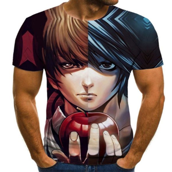 

game graphics t-shirt anime boys clothing casual harajuku summer 3d men's t-shirt round neck shirt plus size streetwear, Black;green