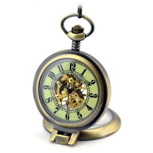 Retro Steampunk luminoso orologio da tasca meccanico uomo donna collana orologio REGALO FOB vintage bronzo luminoso orologio da tasca T200502