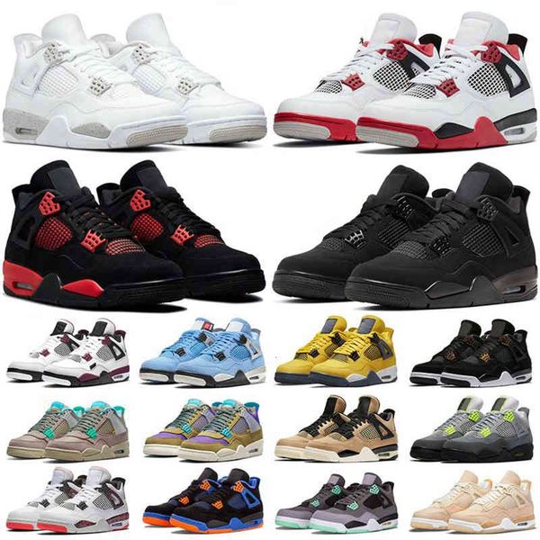 

jordns 4s men women basketball shoes black cat red thunder 4 fire university blue white oreo bred metallic green mens sports sneakers traine