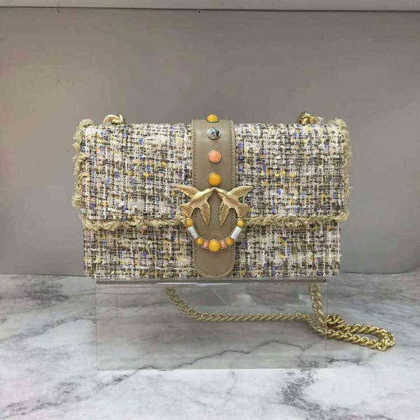 

pinkoos designer bags woolen swallow agate lock small fragrance single shoulder straw chain leather women's yzl bsaw