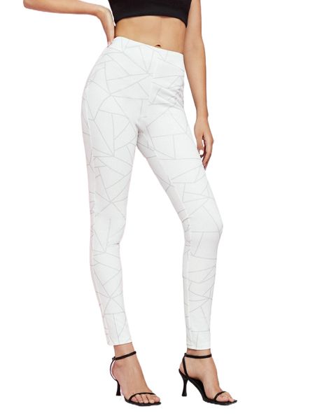 

x aetherea decimae geo print skinny pants 72nj#, Black;white