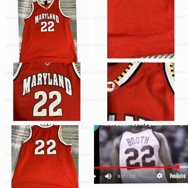 

vintage maryland 22# basketball jersey all stitched red quality, Black;red