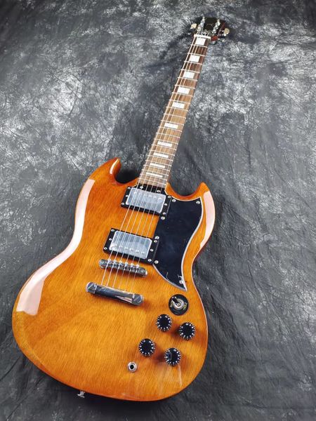 

high-quality electric guitar, sg guitar, brown, rosewood fingerboard, environmental paint, in stock