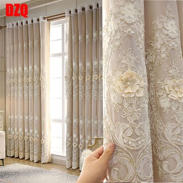 Cortina de cetim de imitação de luxo de luxo europeia, cortinas de cetim de cetim de ponta para sala de estar decoração de casa real#4 220511