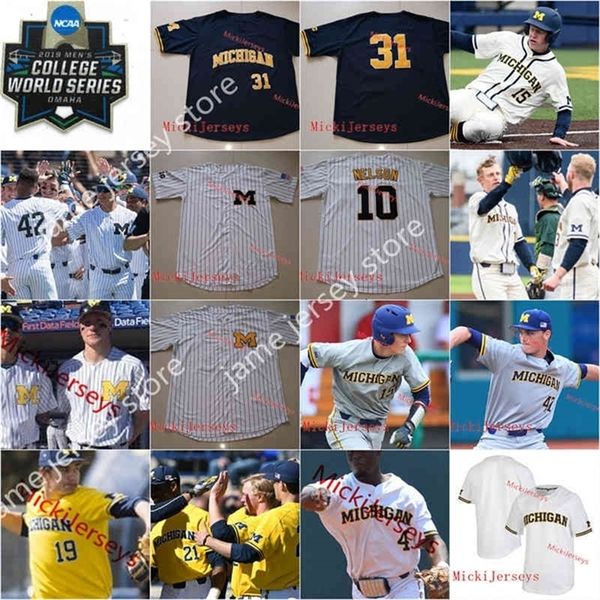 

c202 college michigan wolverines baseball jersey jack weisenburger jorda nwogu c.elliott rile bertram t.burton jimm oberdanny zimmerman beer, Black