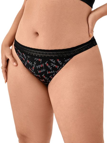 

plus letter graphic panty 32id#, Black;white