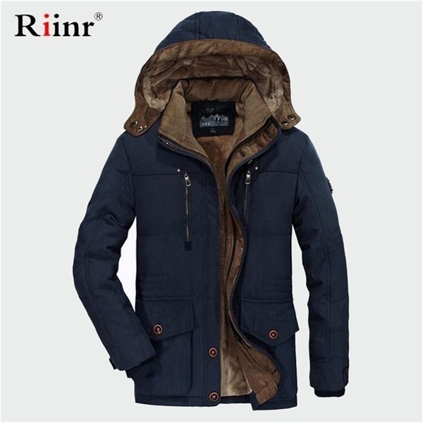 

winter parka men coats thick warm jacket men cotton hooded outwear warm parka plus velvet couple cotton parka coat 201126, Black