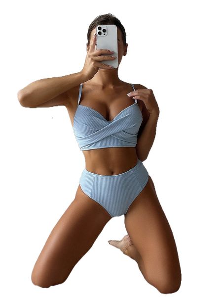 

textured twist bikini swimsuit j4ex#, White;black