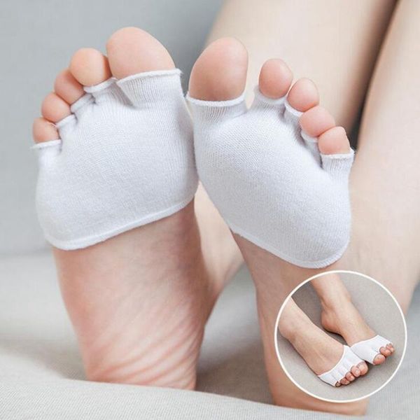 Socken Strumpfwaren 5Pairs Frauen Baumwolle Anti-rutsch-futter Heelless Liner Socke Unsichtbare Vorfuß Kissen Fuß Pad High Heels TJ3132