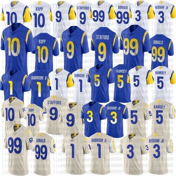 

men 9 matthew stafford football jerseys 1 allen robinson ii 3 odell beckham jr 99 aaron donald 10 cooper kupp 5 jalen ramsey stitched jersey, Black