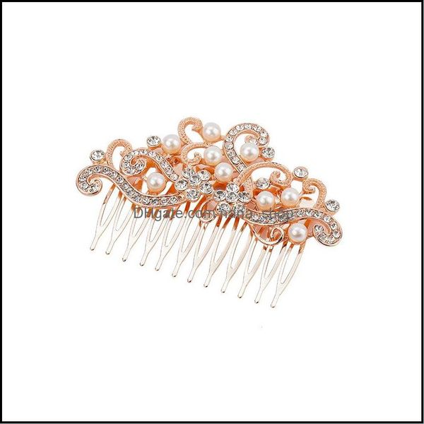 

wedding hair jewelry personalized golden metal rhinestone pearl combs jewellery headpiece bridal women hairs accessories drop delivery 2021, Slivery;golden