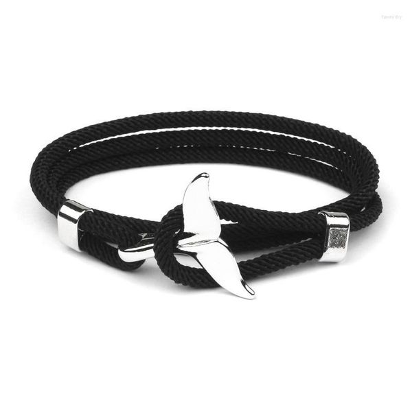 Braccialetti con ciondoli Moda Delfino Coda di pesce Corda fatta a mano Vela nautica Brazalet Per donna Uomo Gioielli da spiaggia da surf Fawn22