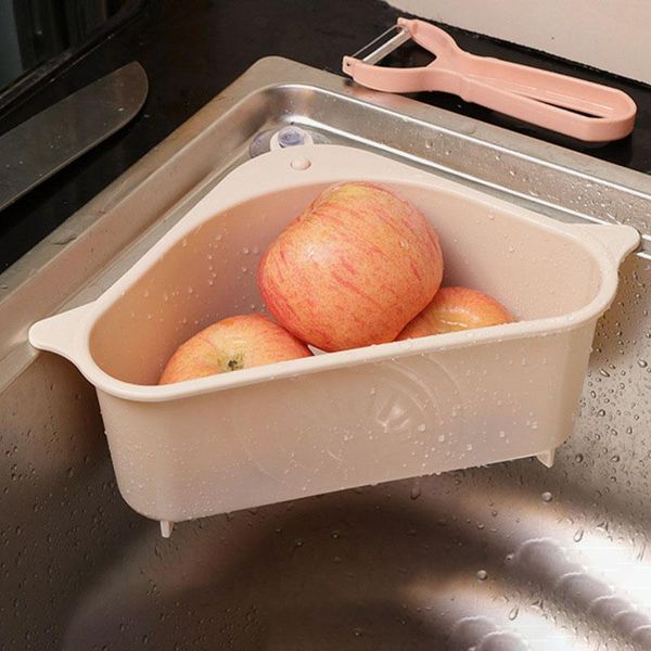Pia filtro de cozinha pias triangulares filtro filtro drenagem vegetal drenador de frutas cesta de sucção de copo de esponja de sponge