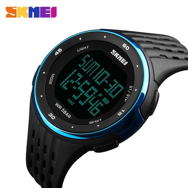 

skmei 1219 men digital watch led display waterproof male wristwatches chronograph calendar alarm sport watches relogio masculino 220421, Slivery;brown