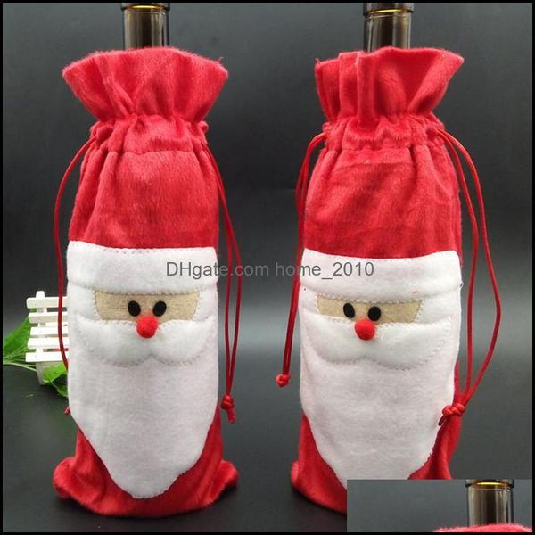Noel dekorasyonları şenlikli parti malzemeleri ev bahçe ll Noel baba hediye çantaları kırmızı şarap şişesi er dhhbn