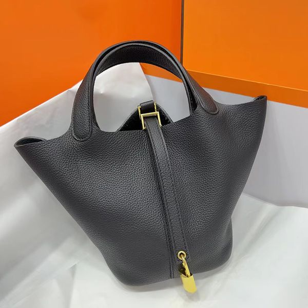 

designer shopping bags retro solid leather women's new fashion multifunctional large capacity handbags vegetable baskets