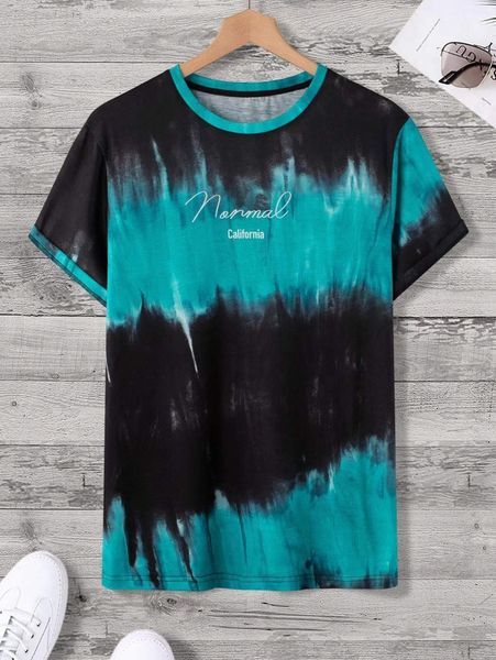 

men random tie dye letter graphic tee t0rm#, White;black