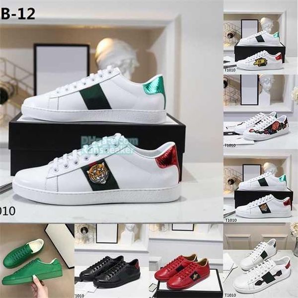 

2021 men women sneakers casual bee chaussures leather ace embroidery stripes sports trainers fashion luxurys designer boots for, Black