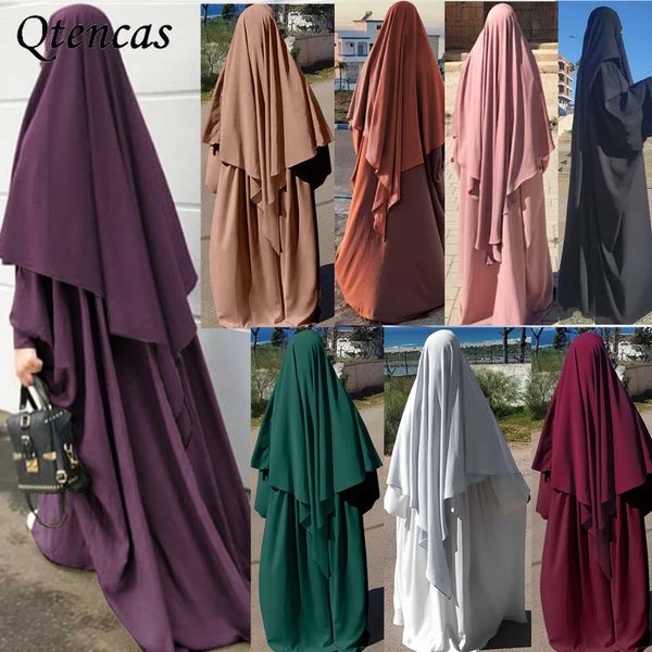 

ramadan muslim long khimar women hijab dress full cover prayer garment hooded jilbab abaya islam clothing niqab djellaba femme, Red