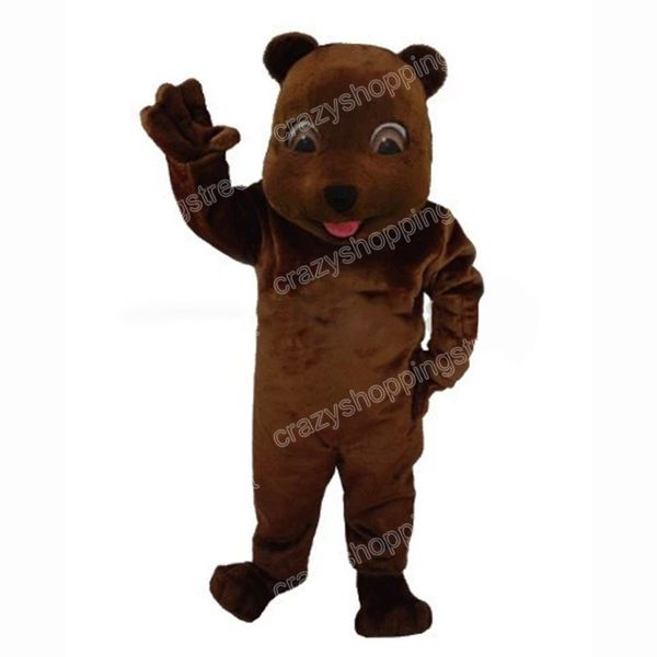 Costume della mascotte dell'orsacchiotto marrone di Halloween Personaggio a tema anime dei cartoni animati di alta qualità Formato per adulti Vestito da festa di carnevale di Natale