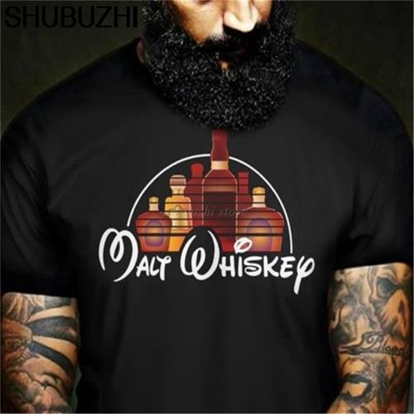 Malt Whisky T Shirt Schwarz Männer Baumwolle T-Shirt Cartoon t hemd männer Unisex Mode t-shirt lustige tops sbz152 220325