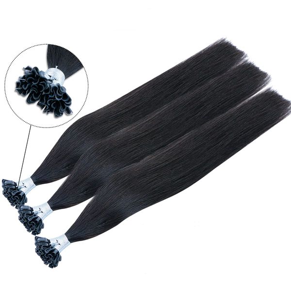 10a Grade Double Drawn Nail U Tip remy hery hair 26 дюймов 1 г/с 750g #1 Jet Black Keratin Hair