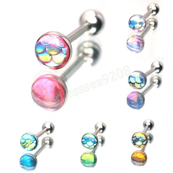 

stainless steel tongue piercing stud ring balls for women tongue bars barbell body jewelry, Silver