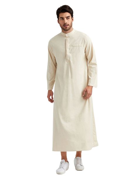 

men mock neck button half placket longline shirt s1vx#, White;black