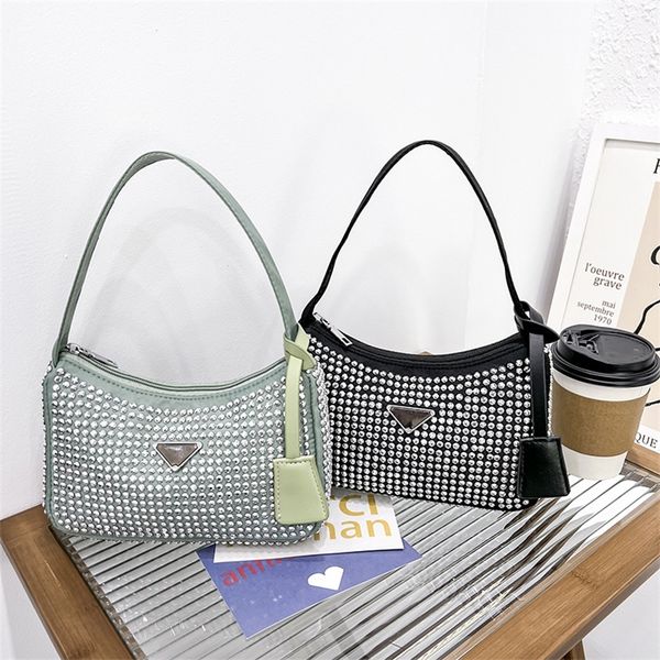 

62% off 2022 trendy s new underarm fashion one shoulder women's with full diamond zipper tote bag handbag