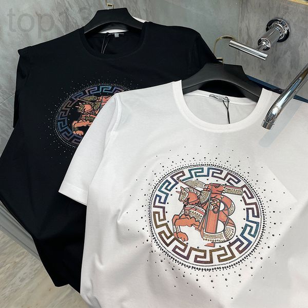 

men's t-shirts designer short sleeved t-shirt men's tb war horse diamond leisure fashion brand thin summer wear with ins t-shirt 8, White;black