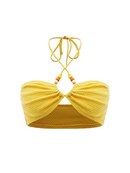 

bead detail tie backless halter 86g1#, White
