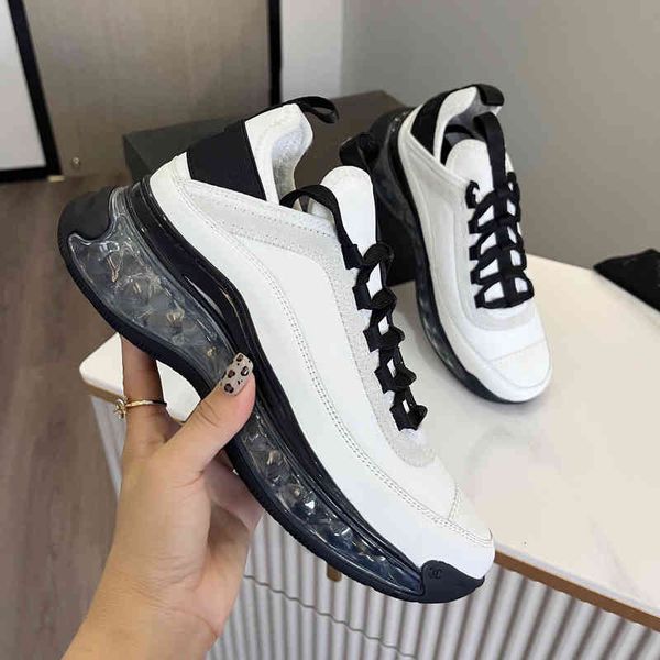 

dress shoes air cushion dad shoes women white fashion color matching versatile single tourism leisure thick soled sneakers d2t2, Black