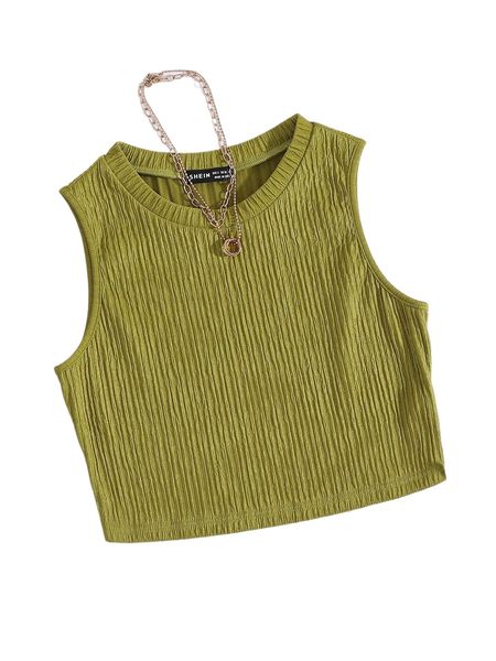 

solid crop tank k7dq#, White
