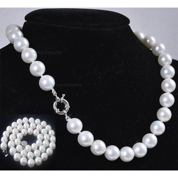 

18&quot 24&quot 36&quot 48&quot 8mm 10mm 12mm white pearl akoya shell black pearl round pearl necklace aaa, Silver