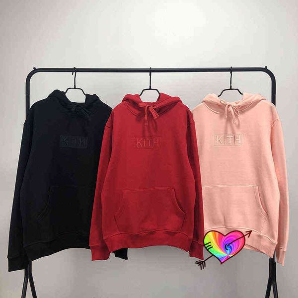 

2023 kith hoodie men women classic embroidered box mark kith hoodies thicken sweatshirts oversize pullover, Black