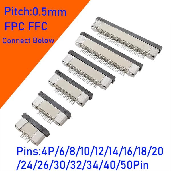 Outros acessórios de iluminação 10pcs FPC FFC PCB conectores de 0,5 mm Cabo plano SMT ZIF Conectar abaixo de 4 6 8 10 12 14 16 18 20 24 26 30 32 40 40