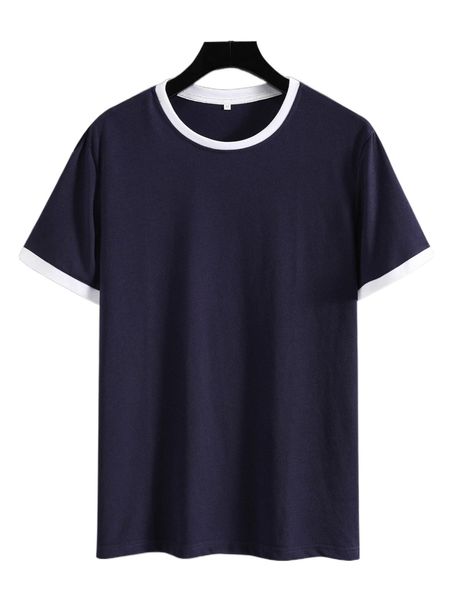 

men contrast trim tee 66ia#, White;black