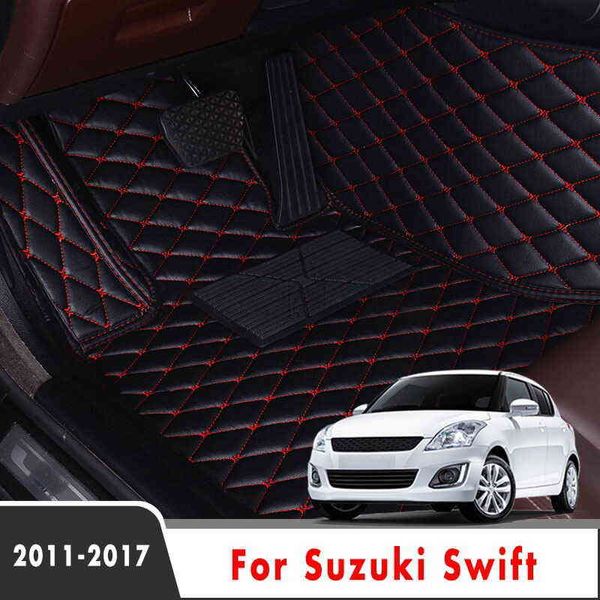 Tapetes de piso do carro para Suzuki Swift 2017 2016 2015 2014 2013 2012 2011 Capas de couro Auto Carpets personalizadas Capas interiores Protect H220415