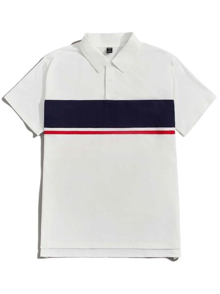 

men contrast panel polo shirt f9je#, White;black