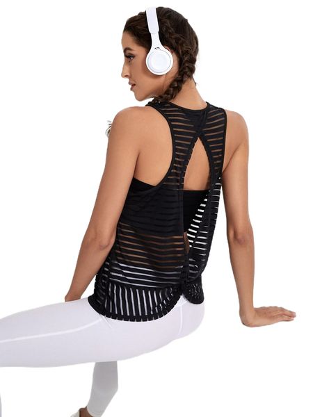 

absorbs sweat breathable sheer sports tank e6mj#, Gray