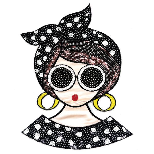 

sewing notions fashion gilrs patch diy clothes stickers sequins large biker badge iron on patches for clothing strange things, Black