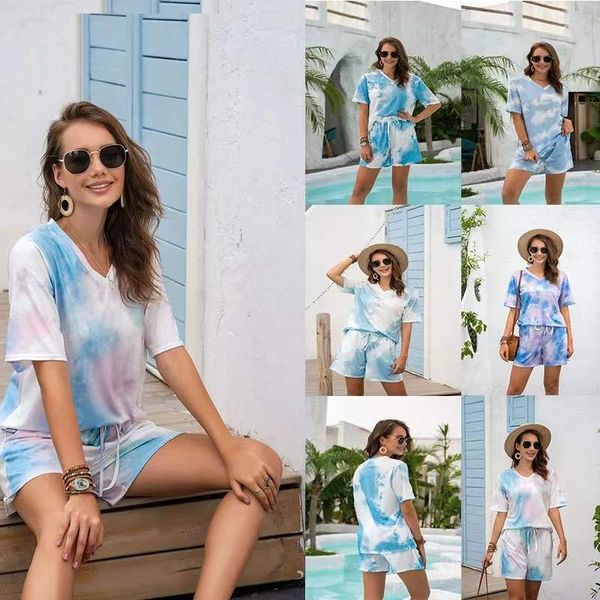 

women's tie dye lounge sets - 2 piece pants outfits with pockets, White