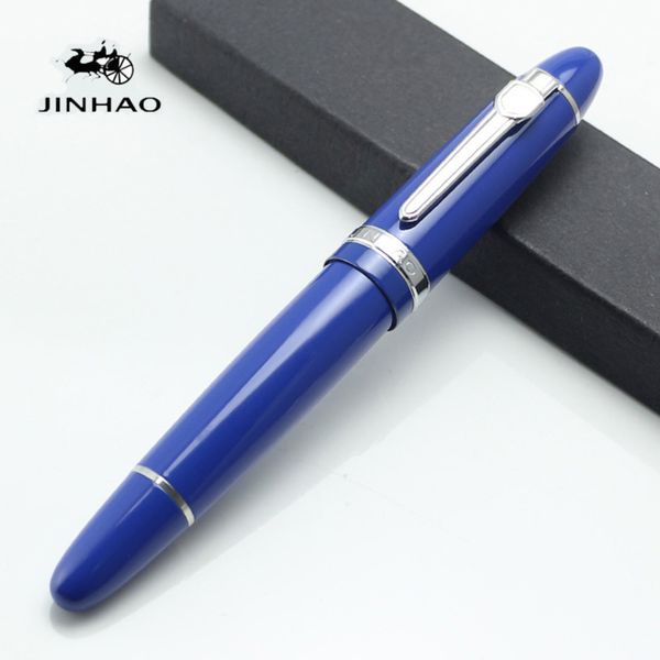 Jinhao 159 Escola Office Supplies Pen Luxury Blue Silver 18K Fountain Fountain de alta qualidade Redação Y200709