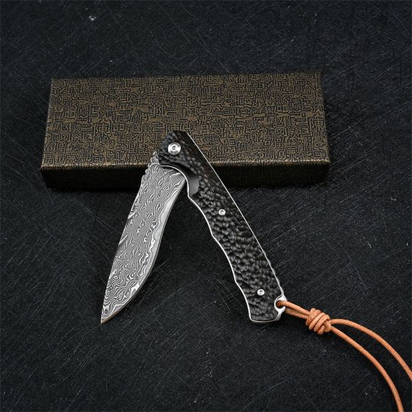 Damascuss Flipper складной нож VG10 Damascus стальная точка капля лезвия чернокожие ручка шарикоподшипники EDC Pocket