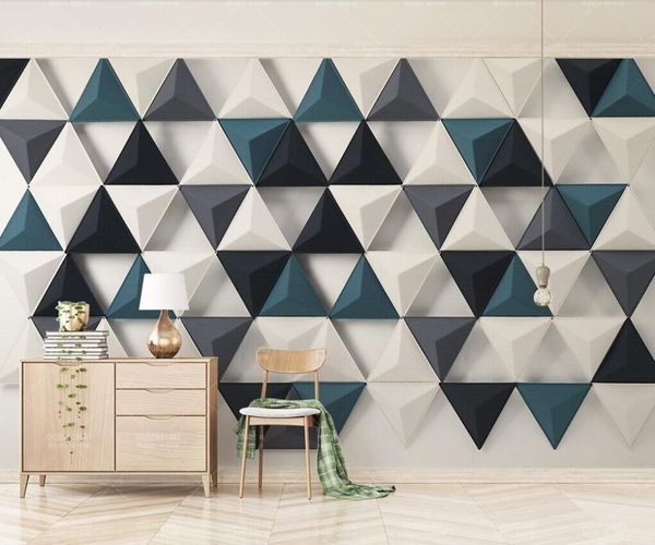 Triangolo 3D Fashion Modern Minimalist TV Minimalista Wall Professional Production Wallpaper Wallpaper