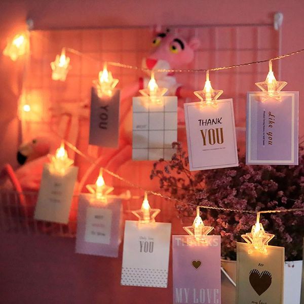 Струны привел 20/40 Star Heart Fairy Light Peg po cards Clips String Wedding Christmas Garland для вечеринки по случаю дня рождения украшенные струны