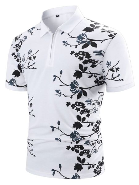 

men floral print polo shirt s8wz#, White;black