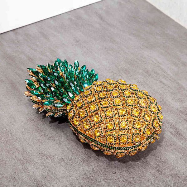 

evening bag diamond pineapple clutch bag party wedding women 2022 luxury designer rhinestone metallic purse fruit crystal handbag 220622